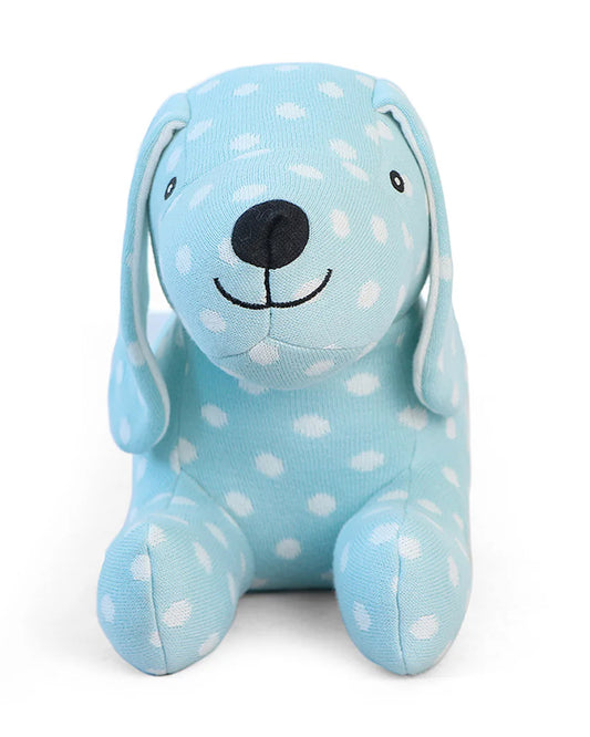Pluchi Blue Pluto Dog Soft Toy-Promotes Tactile Stimulation-Easily Washable-Knitted Soft Toy-Plush Cuddly Toy For Newborn
