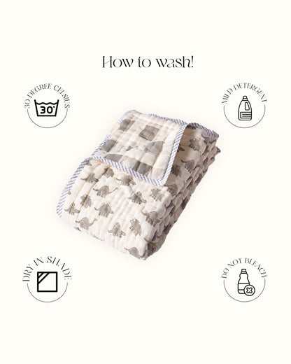 Torii Quilt for Baby-100% Cotton Muslin-Ultra Soft & Breathable-Cream-Dino-0 to 24M