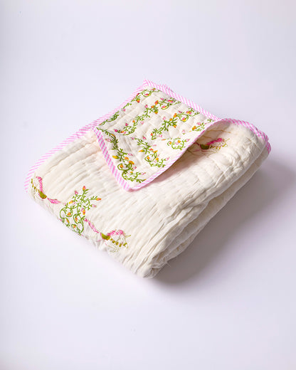 Torii Quilt for Baby-100% Cotton Muslin-Ultra Soft & Breathable-Cream-Unicorn Magic-0 to 24M