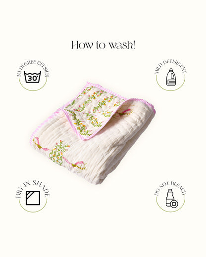 Torii Quilt for Baby-100% Cotton Muslin-Ultra Soft & Breathable-Cream-Unicorn Magic-0 to 24M