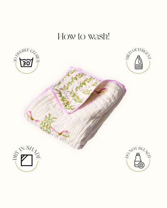 Torii Quilt for Baby-100% Cotton Muslin-Ultra Soft & Breathable-Cream-Unicorn Magic-0 to 24M