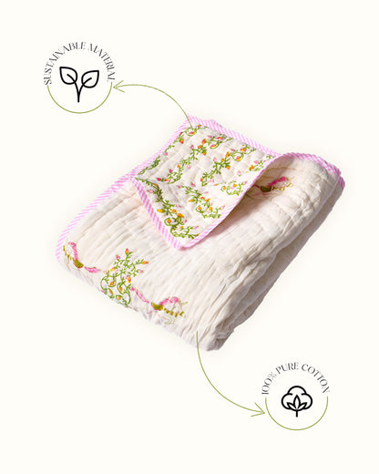 Torii Quilt for Baby-100% Cotton Muslin-Ultra Soft & Breathable-Cream-Unicorn Magic-0 to 24M