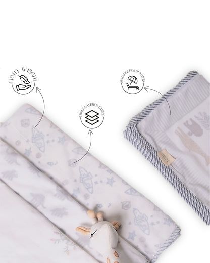 Torii Dohar for Baby-100% Cotton Muslin-Ultra Soft & Lightweight-Blanket-Light Blue-Wild Life-0 to 24M