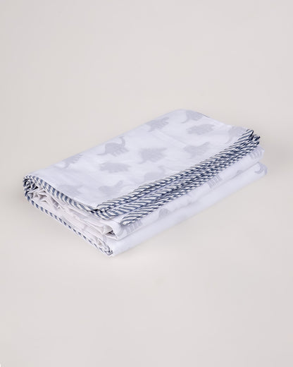 Torii Dohar for Baby-100% Cotton Muslin-Ultra Soft & Lightweight-Blanket-Light Blue-Dino-0 to 24M