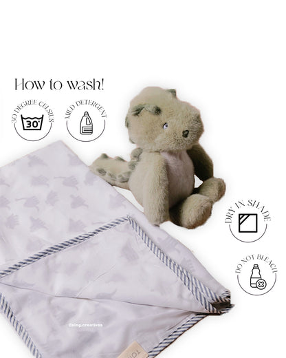 Torii Dohar for Baby-100% Cotton Muslin-Ultra Soft & Lightweight-Blanket-Light Blue-Dino-0 to 24M