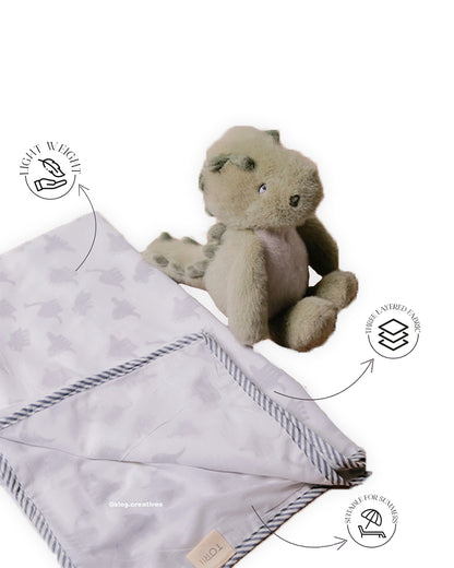 Torii Dohar for Baby-100% Cotton Muslin-Ultra Soft & Lightweight-Blanket-Light Blue-Dino-0 to 24M