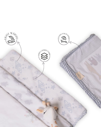 Torii Dohar for Baby-100% Cotton Muslin-Ultra Soft & Lightweight-Blanket-Light Blue-Rocket Star-0 to 24M