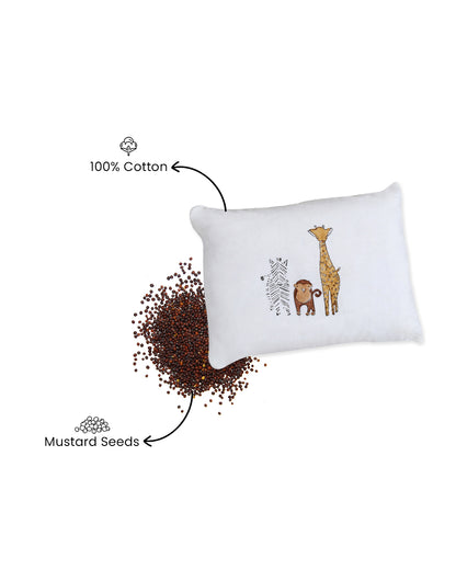Torii Mustard Pillow-100% Cotton Muslin-Supports Head Shaping-White-Wild Life-0 to 12M