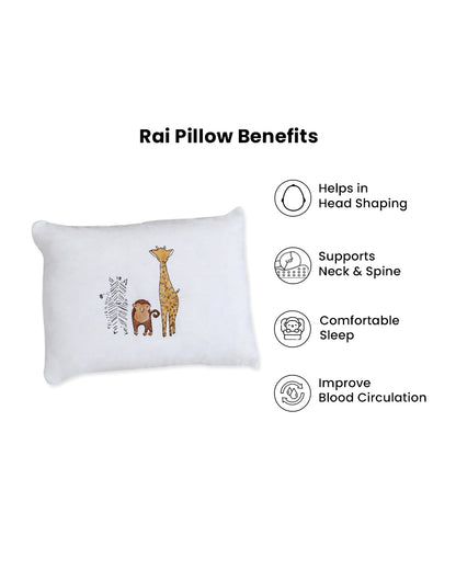 Torii Mustard Pillow-100% Cotton Muslin-Supports Head Shaping-White-Wild Life-0 to 12M