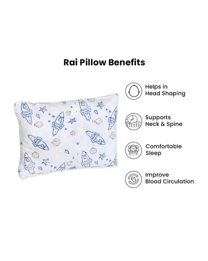 Torii Mustard Pillow-100% Cotton Muslin-Supports Head Shaping-White-Rocket Star-0 to 12M