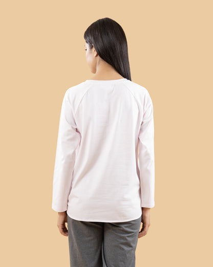 Wobbly Walk Barely Pink Maternity Top-Solid Color-Cotton-Full Sleeves-Bump Friendly