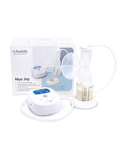 Ameda Mya Joy Single Electric Breast Pump-1 Single Hygiene Kit Milk Collection System Included with 25mm Breast Flange-Stimulation and Expression Modes-Hospital Strength (250 mmHg)-LCD Display-12 Expression Levels