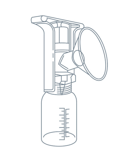 Ameda Portable Manual Breast Pump-Ergonomic Handle-Includes 2 Bottles with Lids-BPA Free and Compact-Milk Expression Pump