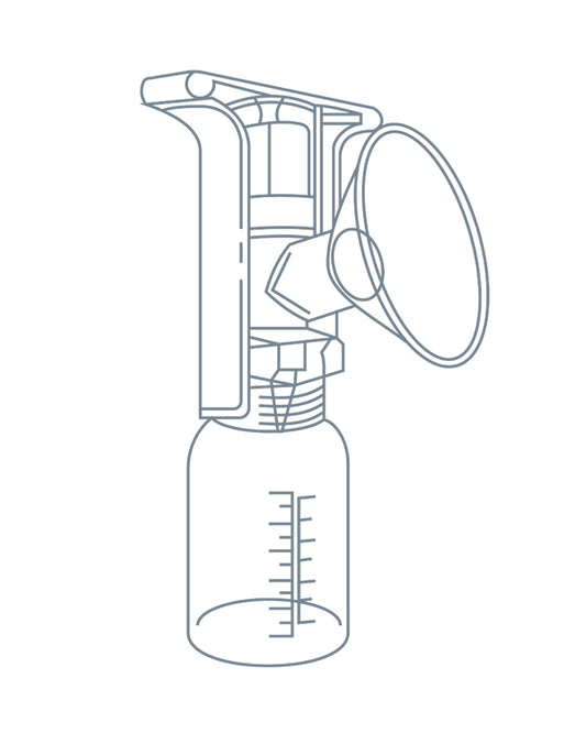 Ameda Portable Manual Breast Pump-Ergonomic Handle-Includes 2 Bottles with Lids-BPA Free and Compact-Milk Expression Pump