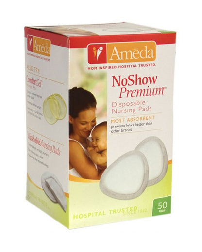 Ameda Noshow Premium Disposable Nursing Pads-Breathable & Absorbent-Pack of 50