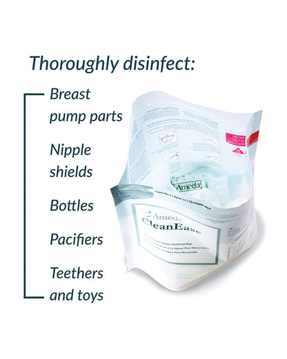 Ameda CleanEase Microwaveable Steam Sterilizer Bags-BPA Free-Pack of 7-20 Uses Per Bag