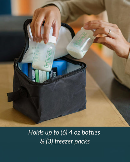 Ameda Cool N Carry Milk Strorage Bag with 3 Freezer Elements-Holds Upto 6 Bottles-Insulated Nylon Carry Bag With Easy Carrying Handle