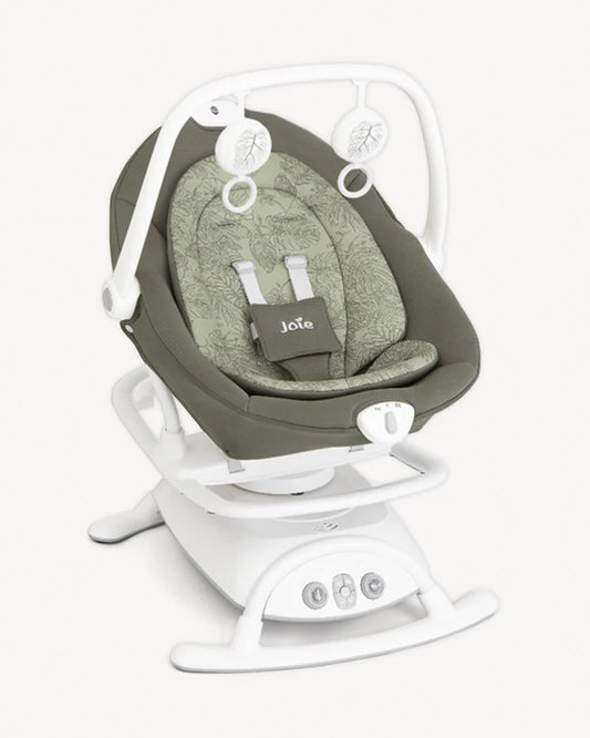 Joie Sansa 2 in 1 Baby Bouncer & Rocker-3 Position Recline-Multi Motion Soother Sways Side to Side-With Toy Bar & Two Plush Toys-For 0 to 9 Kg-Palm