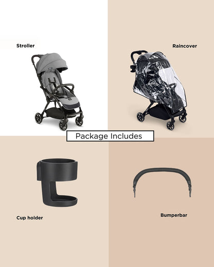 Leclerc Magic Fold Plus Cabin Friendly Stroller-Flat Reclining Seat-One Touch Fold-2 Year Warranty-for 6M to 5Y (Upto 22Kg)-Grey