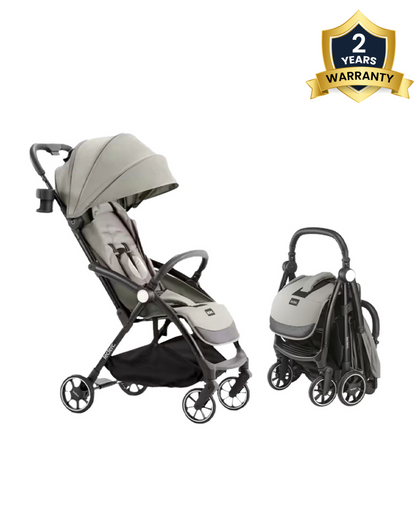 Leclerc Magic Fold Plus Cabin Friendly Stroller-Flat Reclining Seat-One Touch Fold-2 Year Warranty-for 6M to 5Y (Upto 22Kg)-Grey
