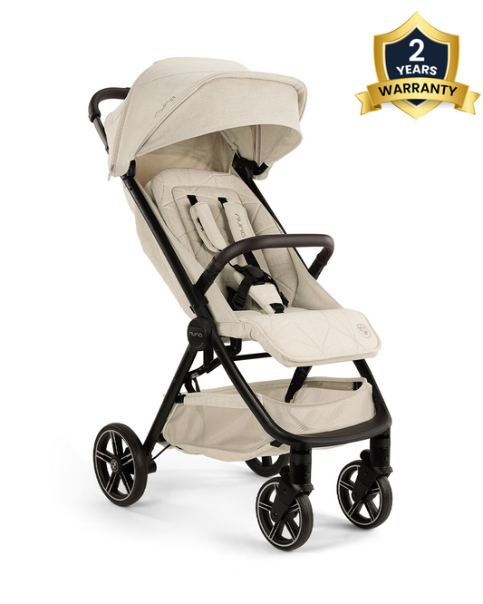 Nuna TRVL LX BMW Collection Cabin Friendly Stroller-With Free Cup Holder-Metal BMW Badge On Window Flap-Exclusive Wheels With BMW Logo-2 Years Warranty-Pram for 0 to 4Y (Upto 22Kg)-Mica