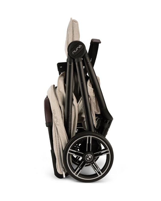 Nuna TRVL LX BMW Collection Cabin Friendly Stroller-With Free Cup Holder-Metal BMW Badge On Window Flap-Exclusive Wheels With BMW Logo-2 Years Warranty-Pram for 0 to 4Y (Upto 22Kg)-Mica