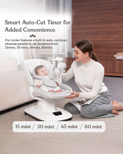 Mastela Deluxe Multi Motion Baby Cradle-Multi Recline Position-5 Point Harness-12 Built In Melodies-For 0 to 36M (Upto 15Kg)-Dark Grey