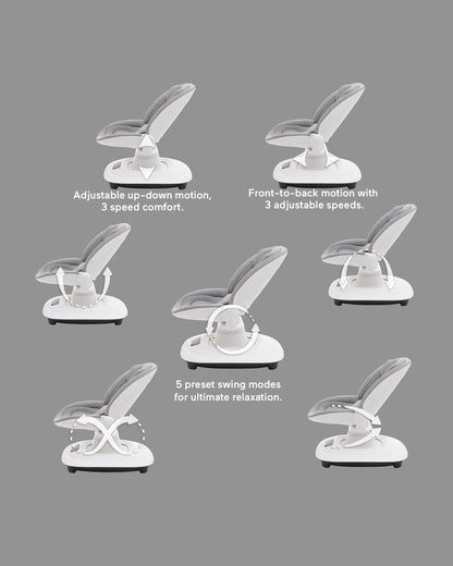 Mastela Deluxe Multi Motion Baby Cradle-Multi Recline Position-5 Point Harness-12 Built In Melodies-For 0 to 36M (Upto 15Kg)-Dark Grey