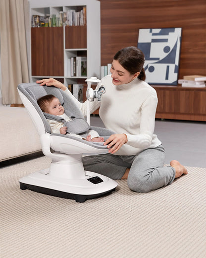 Mastela Deluxe Multi Motion Baby Cradle-Multi Recline Position-5 Point Harness-12 Built In Melodies-For 0 to 36M (Upto 15Kg)-Grey