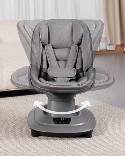Mastela Deluxe Multi Motion Baby Cradle-Multi Recline Position-5 Point Harness-12 Built In Melodies-For 0 to 36M (Upto 15Kg)-Dark Grey