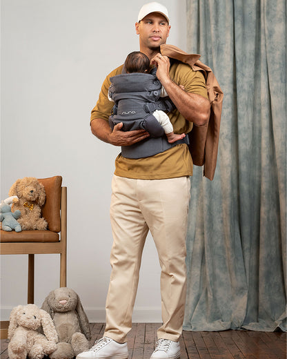 Nuna Cudl Luxe Baby Carrier-4 Carrying Position-Made With 70% Cashmere & 30% Silk Blend-Perfectly Giftable-With Laundry Bag, Pouch, Socks, Bibs, Harness Cover & Storage Bag-For 0 to 3Y (Upto 16 Kg)-Dusk