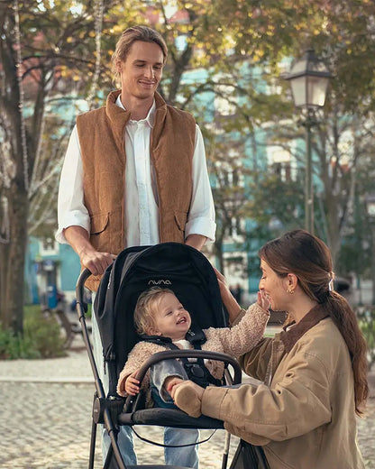 Nuna Ixxa Next Lightweight Baby Stroller-Height Adjustable Parent Handle Bar-Reversible & Flat Reclining Seat-One Hand Fold-2 Years Warranty-For 0 to 4Y (Upto 22 Kg)-Biscotti