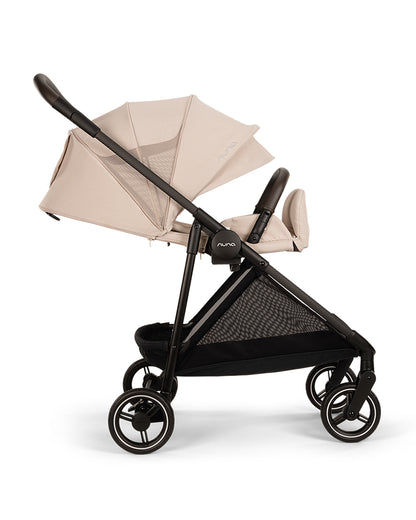 Nuna Ixxa Next Lightweight Baby Stroller-Height Adjustable Parent Handle Bar-Reversible & Flat Reclining Seat-One Hand Fold-2 Years Warranty-For 0 to 4Y (Upto 22 Kg)-Biscotti
