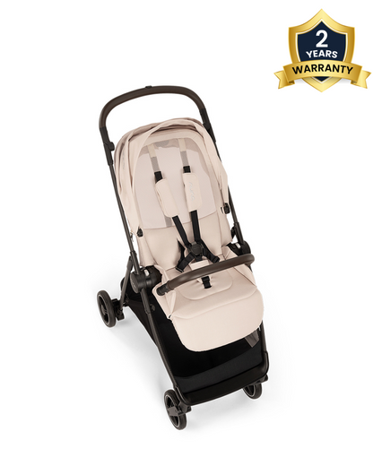 Nuna Ixxa Next Lightweight Baby Stroller-Height Adjustable Parent Handle Bar-Reversible & Flat Reclining Seat-One Hand Fold-2 Years Warranty-For 0 to 4Y (Upto 22 Kg)-Biscotti