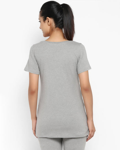 Wobbly Walk Grey Maternity Nursing Top-Solid Color-Cotton-Bump Friendly