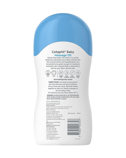 Cetaphil Baby Massage Oil-With Shea Butter, Sunflower Oil & Vitamin E-For Skin Softening, Moisturisation & Hydration