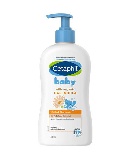 Cetaphil Baby Gentle Wash & Shampoo-Top To Toe Wash-With Organic Calendula-For Skin Nourishing, Moisturising & Hair Softening
