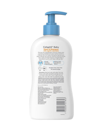Cetaphil Baby Gentle Wash & Shampoo-Top To Toe Wash-With Organic Calendula-For Skin Nourishing, Moisturising & Hair Softening