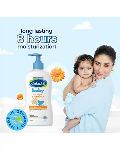 Cetaphil Baby Gentle Wash & Shampoo-Top To Toe Wash-With Organic Calendula-For Skin Nourishing, Moisturising & Hair Softening