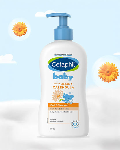 Cetaphil Baby Gentle Wash & Shampoo-Top To Toe Wash-With Organic Calendula-For Skin Nourishing, Moisturising & Hair Softening