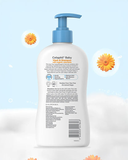 Cetaphil Baby Gentle Wash & Shampoo-Top To Toe Wash-With Organic Calendula-For Skin Nourishing, Moisturising & Hair Softening