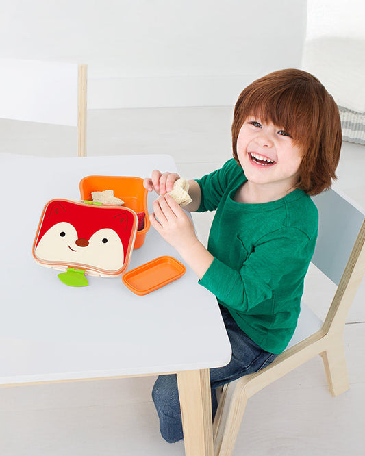 Skip Hop Zoo School Essentials Kit-Lunch box(700ml)-Straw Sipper(390ml)-Fox-3Y+