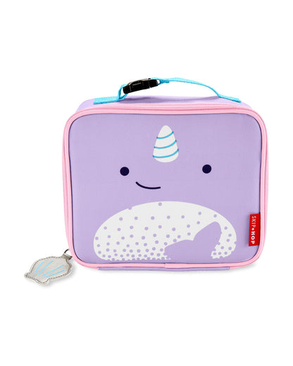 Skip Hop Zoo Lunch Bag-Narwhal-With Insulated Interior-Inner Mesh Pocket-Zip Closure and Clip-on Handle-For Feeding Infants