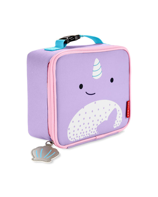 Skip Hop Zoo Lunch Bag-Narwhal-With Insulated Interior-Inner Mesh Pocket-Zip Closure and Clip-on Handle-For Feeding Infants