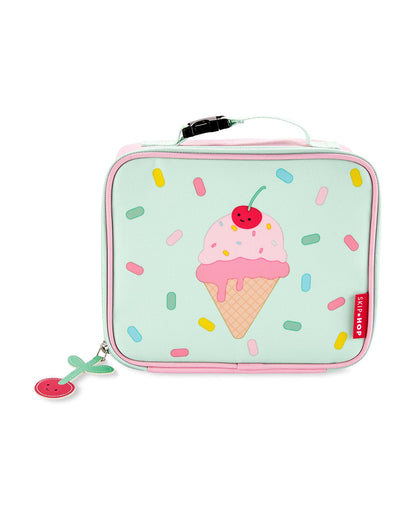 Skip Hop Spark Style Lunch Bag-Ice Cream-With Insulated Interior-Inner Mesh Pocket-Zip Closure and Clip-on Handle-For Feeding Infants