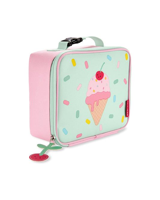 Skip Hop Spark Style Lunch Bag-Ice Cream-With Insulated Interior-Inner Mesh Pocket-Zip Closure and Clip-on Handle-For Feeding Infants