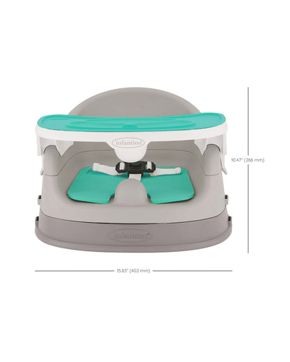 Infantino Grow-With-Me 4-in-1 Booster Seat-Converts Into Infant & Toddler Booster Seat-Two Can Dine-With Dishwasher Safe & Removable Meal Tray-3 Point Harness-For 6 to 36M-Teal & Grey