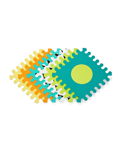 Infantino Puzzle Multicolor Playmat-Pop out Shapes and Textured-Includes 6 Soft EVA Foam Tiles-0M+