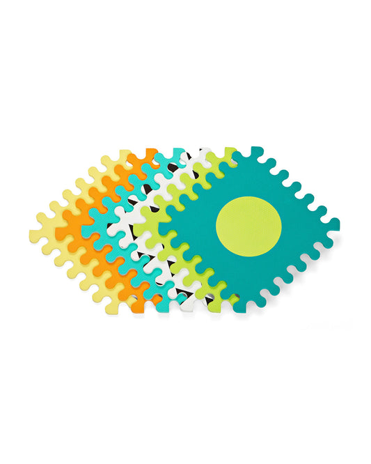 Infantino Puzzle Multicolor Playmat-Pop out Shapes and Textured-Includes 6 Soft EVA Foam Tiles-0M+