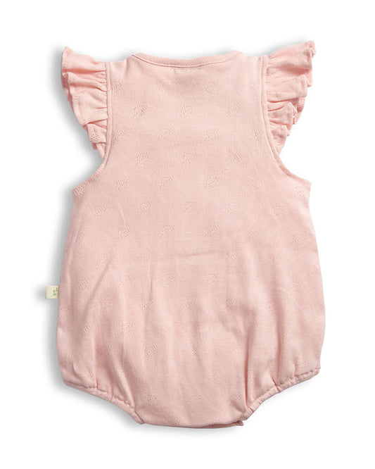 Tiny Twig Pink Bubble Romper-Pointle Cotton Rib-Solid-For Infants